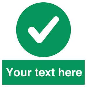 Custom green background, green circle with tick